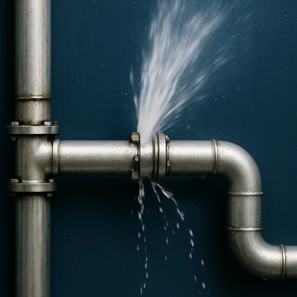 læk på vandrør